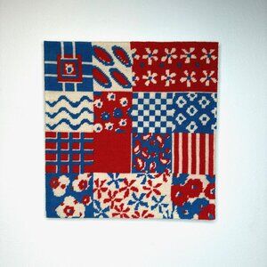Vintage Needlepoint Wall Art: Red White & Blue Americana Decor